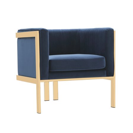 MANHATTAN COMFORT Paramount Accent Armchair in Royal Blue and Polished Brass AC053-BL